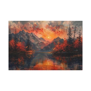 Vintage Bob Ross Mountainscape Canvas Art Rustic Wall Decor Nature Home Decor Tranquil Landscape Oil Painting Peaceful Winter Mountain
