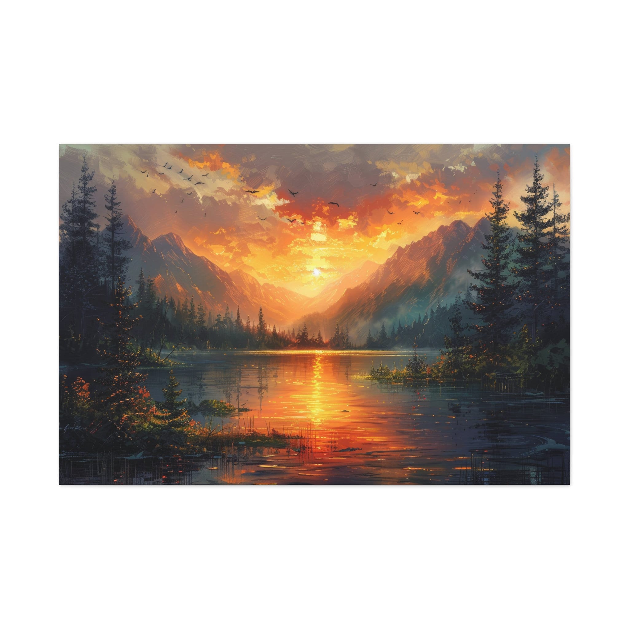 Bob Ross Mountain Sunset Canvas Art Vintage Wall Decor Peaceful Ambiance Serene Home Decor Landscape Nature Oil Painting Gift