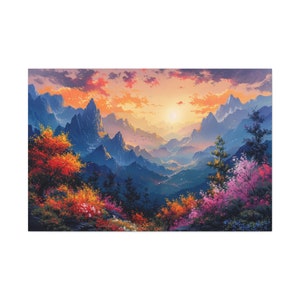 Vintage Bob Ross Snow Mountainscape Canvas Art Rustic Wall Decor Nature Home Decor Tranquil Landscape Oil Painting Peaceful Ambiance