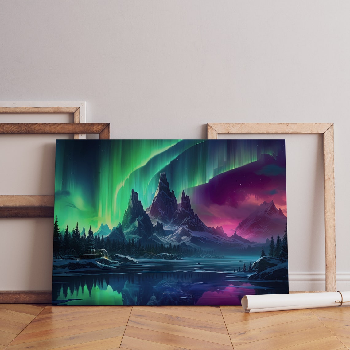 Northern Lights Canvas Wall Art Painting Aurora Borealis Etsy