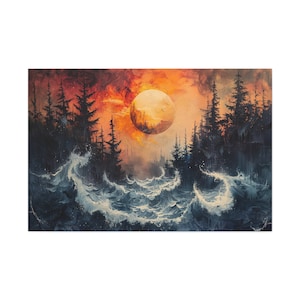 Bob Ross Forest Canvas Art Vintage Wall Decor Vibrant Colors Nature Home Decor Green Forest Landscape Nature Oil Painting Gift Vivid Color