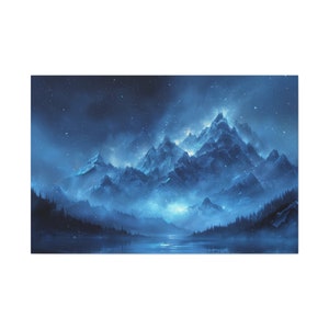 Bob Ross Ölgemälde Natur Landschaft Wandkunst Berg bei Nacht Kunstwerk Vintage Wohnkultur Lebendige Wildnis Leinwand Kunst Lebendige Farben