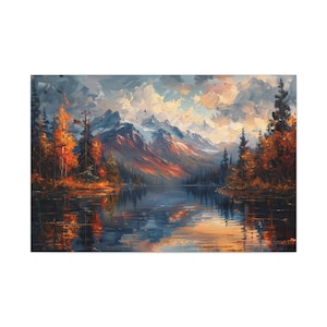 Bob Ross Snow Mountain Sunset Canvas Art Vintage Wall Decor Peaceful Ambiance Serene Home Decor Alaskan Landscape Nature Oil Painting Gift