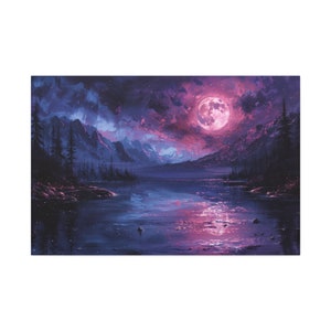 Vintage Bob Ross Berglandschaft Leinwand Friedliche Wald Wand Wohnkultur Lebendige Natur Landschaft Ölgemälde Nachthimmel Mond Malerei Drucke