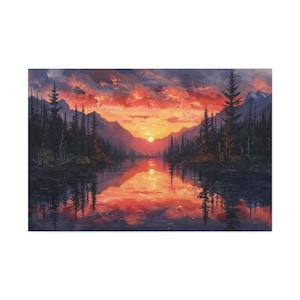 Bob Ross Oil Painting Nature Landscape Wall Art Mountain Range Artwork Vintage Home Decor Forest And Woods Canvas Art Peaceful Ambient
