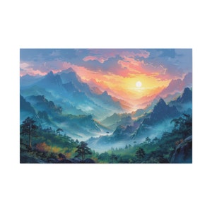 Vintage Bob Ross Mountainscape Canvas Art Rustic Wall Decor Nature Home Decor Tranquil Landscape Oil Painting Peaceful Ambiance
