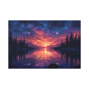 Vintage Bob Ross Berglandschaft Leinwand Friedliche Wald Wand Wohnkultur Lebendige Natur Landschaft Ölgemälde Nachthimmel Mond Malerei Drucke