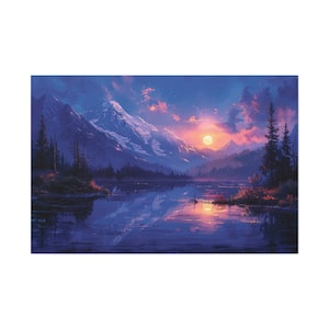 Bob Ross Ölgemälde Natur Landschaft Wandkunst Berg bei Nacht Kunstwerk Vintage Wohnkultur Lebendige Wildnis Leinwand Kunst Lebendige Farben