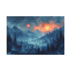 Vintage Bob Ross Berglandschaft Leinwand Friedliche Wald Wand Wohnkultur Lebendige Natur Landschaft Ölgemälde Nachthimmel Mond Malerei Drucke