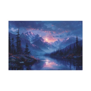 Bob Ross Ölgemälde Natur Landschaft Wandkunst Berg bei Nacht Kunstwerk Vintage Wohnkultur Lebendige Wildnis Leinwand Kunst Lebendige Farben