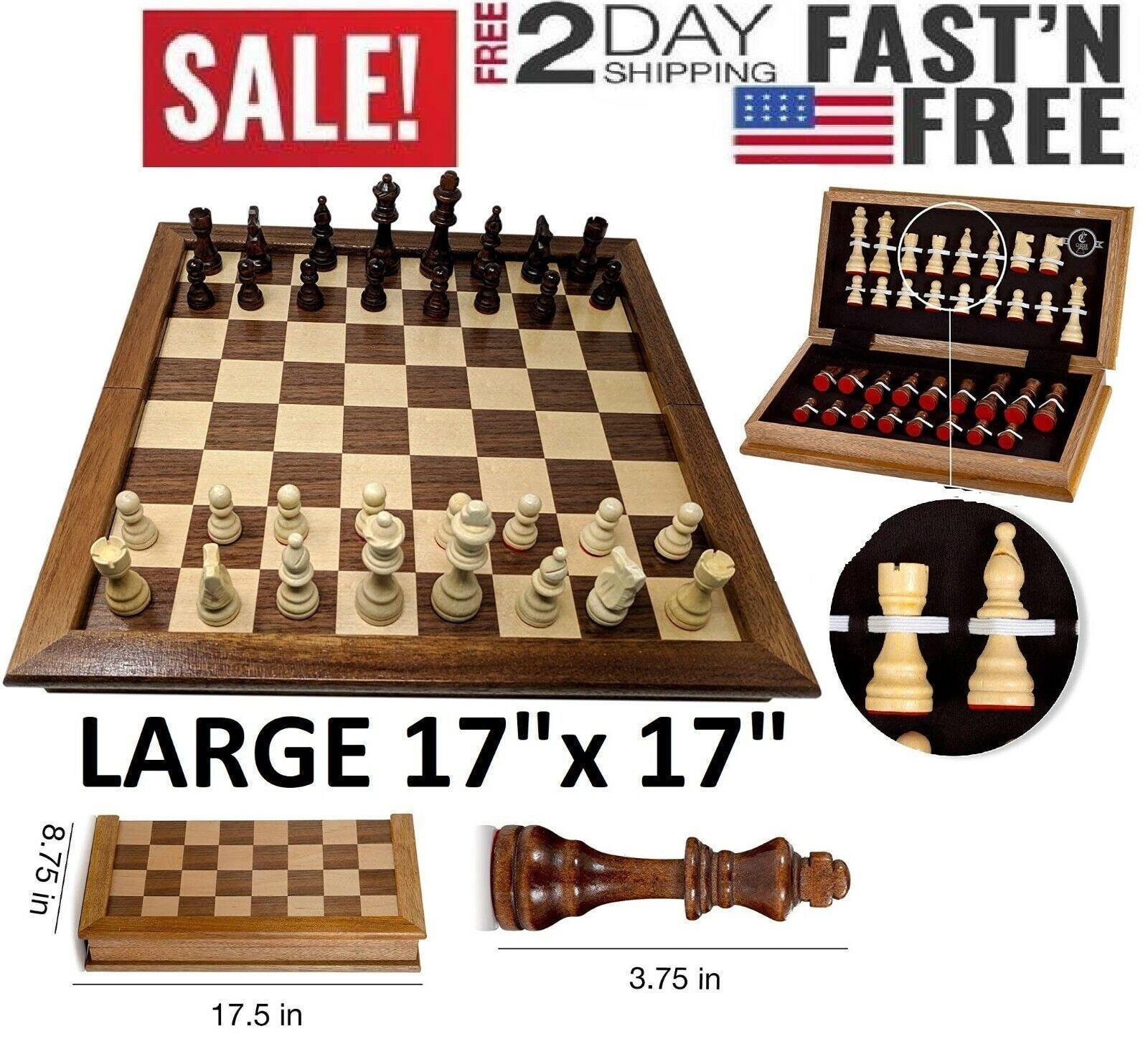 Dropship Folding Board Game Set Portable Travel Wooden Chess Set With  Wooden Crafted Pieces Chessmen Storage Box to Sell Online at a Lower Price