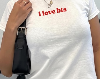 I love BTS baby tee, aesthetic baby tee, y2k shirt, bts fan gift, kpop outfit, bts concert outfit, bts army, bts shirt, bts world tour