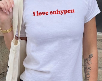 I Love Enhypen Baby Tee, aesthetic baby tee, y2k Kpop Fan shirt, enhypen fan gift, kpop, Enhypen Shirt, enhypen shirt