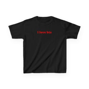 Customize I love kpop boy group baby tee, aesthetic baby tee, y2k shirt, bts fan an gift, kpop outfit, bts concert outfit, bts world tour Black