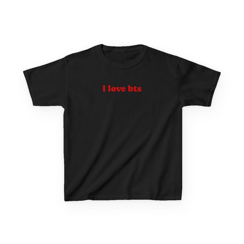 Customize I love kpop boy group baby tee, aesthetic baby tee, y2k shirt, bts fan an gift, kpop outfit, bts concert outfit, bts world tour Black