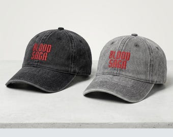 Bestickte Blood Saga Vintage Kappe, Enhypen inspirierte Konzertmütze, Vintage Distressed bestickte Baseballmütze, Enhypen Konzert Outfit
