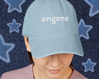 Engene Hut, Enhypen Hut, Denim Baseball Cap, weiße Schriftstickerei