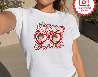 I Love my Boyfriend Girlfriend Custom KPOP baby tee, Coquette Aesthetic Kpop I Love My Boyfriend Fan Tee Shirt, Y2k petite friendly