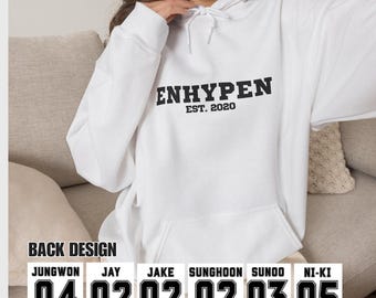ENHYPEN Hoodie mit den Familienmitgliedern Jungwon Jay Sunghoon Sunoo und Ni-ki, Kpop Sweatshirt Hoodie, Kpop Outfit, Enhypen Shirt