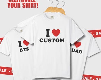 Ich liebe benutzerdefinierten Text T-Shirt Vatertagsgeschenk Geburtstagsgeschenk personalisiertes Y2K T-Shirt, benutzerdefiniertes 90er Jahre T-Shirt, trendige Y2K-Kleidung