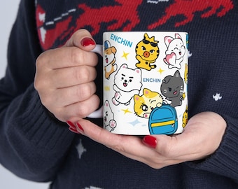 Taza de cerámica Enhypen inspirada en Enchin de 325 ml, taza Enhypen, taza Enchin, productos Enhypen, taza linda, taza con personajes kawaii
