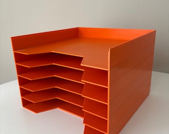 Conjunto de 6 cajas de almacenamiento para vinilos/LP/estante para discos/naranja retro/naranja vintage años 70/discoteca de los setenta