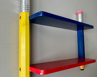 Estantería de pared vintage para lápices Pierre Sala / lápices de colores / estilo posmoderno de los años 80