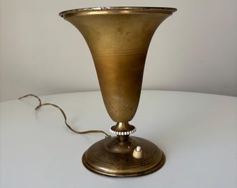 Lámpara de mesa art déco de latón, Alemania, 1940