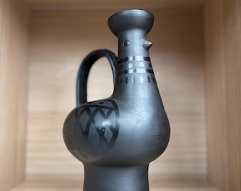 Jarra de gallo de cerámica Studio de Coperativa Oltul Miercurea-Ciuc, Rumania, arte popular de los años 70