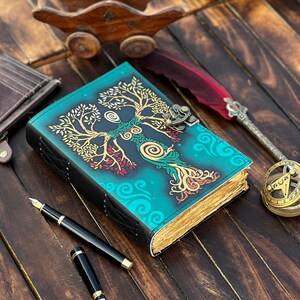 Spell Book of Shadows Mother of Earth Journal Handmade Leather Diary Grimoire Prayer Witchcraft Book, Notebook,Diary, Planner, Chakra