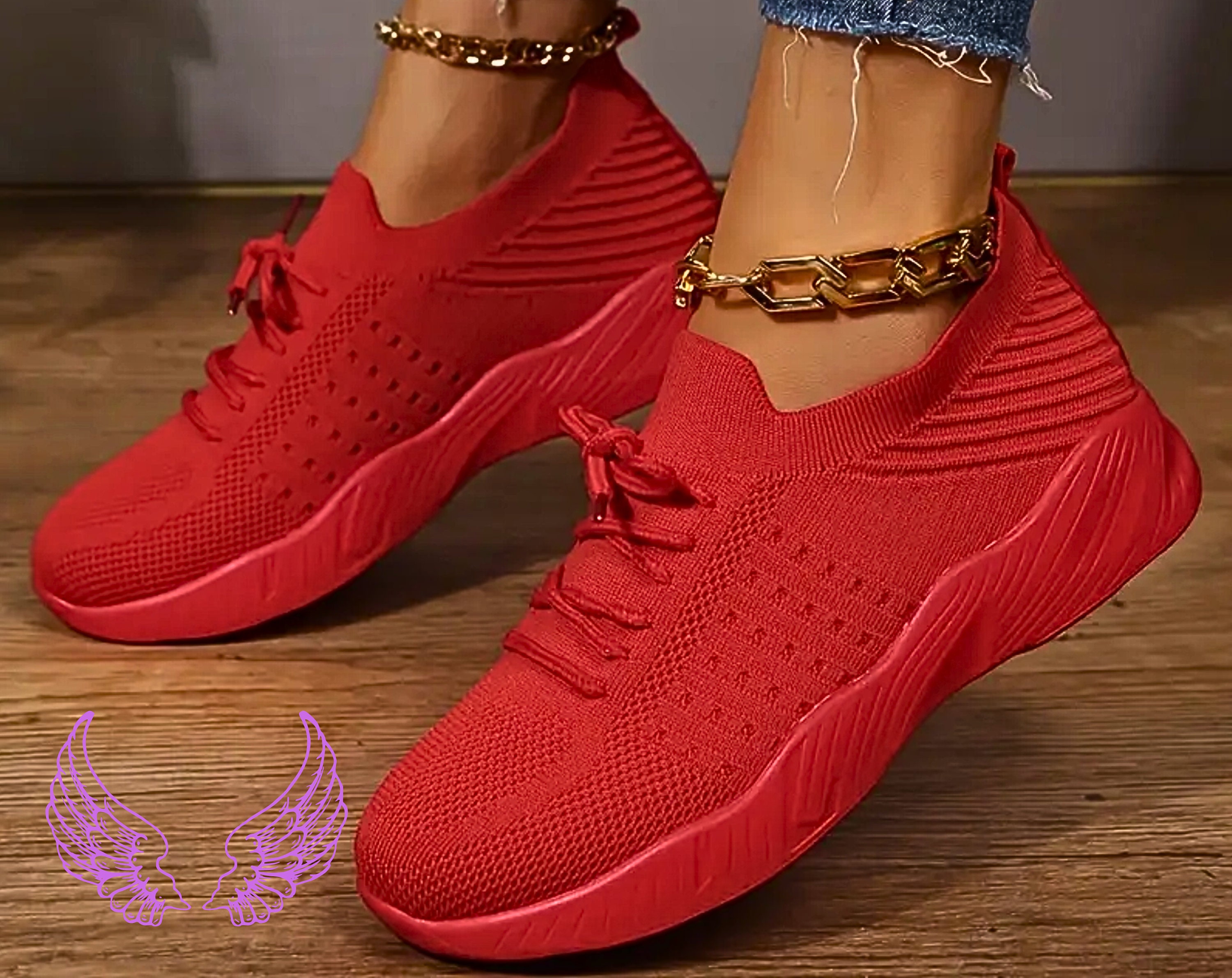 Outdoor Soft Sole Flying Woven Sneakers Breathable Lace-up image