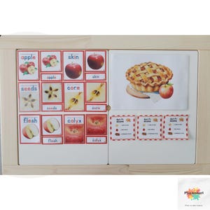 Wydruki z szarlotką – jesienne aktywności dla dzieci inspirowane metodą Montessori