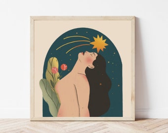 Giclée fyrkantigt tryck med "Wishing Upon a Star"