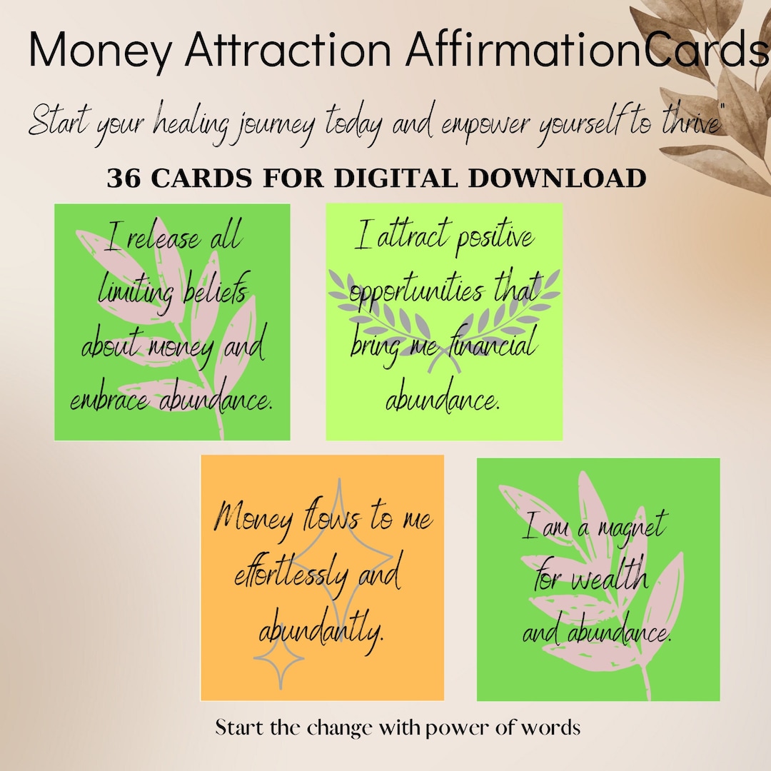 Printable Affirmation Cards for Money Money Affirmation Etsy