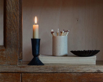 Black Iron Candle Holder, Taper or Dinner Candlestick, Fairtrade Handmade