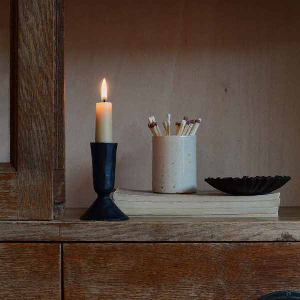 Black Iron Candle Holder, Taper or Dinner Candlestick, Fairtrade Handmade