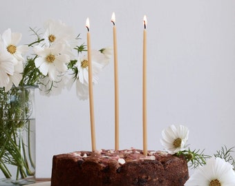 Bougies d'anniversaire en cire d'abeille, bougies de célébration, trempées à la main, fabriquées au Royaume-Uni, bougies britanniques