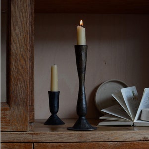 Tall Iron Candlestick, Taper or Dinner Candle Holder, Antique Finish, Fairtrade Handmade