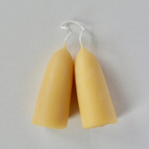 SECONDS SALE - Stubby Beeswax Candles, Pair, Pillar Candles, Hand Dipped, Made in the U.K.