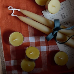 British Beeswax Tealight Candles, Box of 6 or 12, Hand Poured Tealights, Long Burning, Made in the U.K. image 3