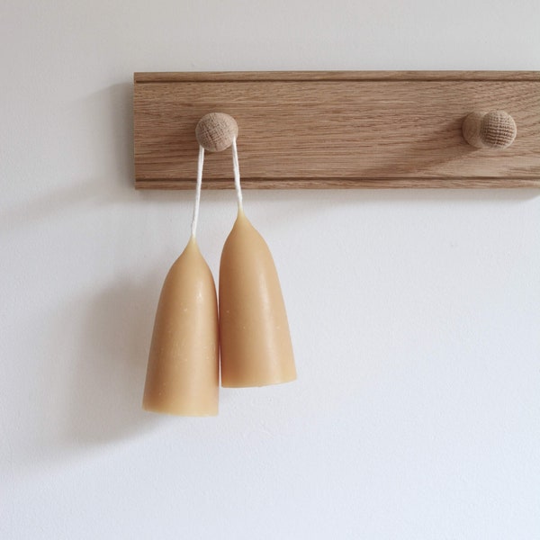 Shaker Peg Rail, Solid Oak Peg Rails, Wooden Coat Rack, Turned Pegs, Creamore Mill, Handmade in the UK