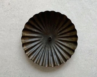 Black Iron Incense Holder, Fluted Circle Design, Fairtrade Handmade