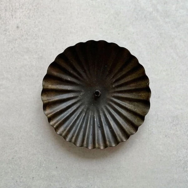 Black Iron Incense Holder, Fluted Circle Design, Fairtrade Handmade