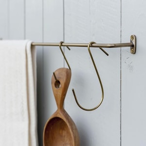 Brass Hanging Rail, Small - Kitchen Rail - Utensil Rail - Pot Rail - Towel Rail - Solid Brass