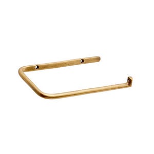 Pode incluir: Um suporte de papel higi&eacute;nico em metal dourado. O suporte tem uma placa de montagem retangular com dois orif&iacute;cios para parafusos e um bra&ccedil;o curvo para segurar o rolo. Design minimalista e moderno.
