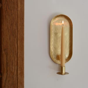 Aplique de pared de latón para velas cónicas, aplique ovalado de metal dorado