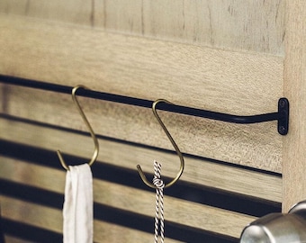 Medium Black Iron Hanging Rail - Industrial Kitchen Rail - Utensil Rail - Pot Rail - Towel Rail - Solid Metal