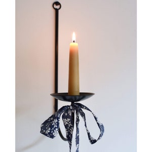 Single Wall Candle Sconce, Pillar Candle Holder, Black Metal Wall Sconce image 3