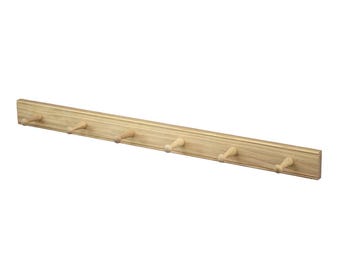 Solid Oak Shaker Peg Rail (6 Peg) – Turned Coat Rack, Handmade UK