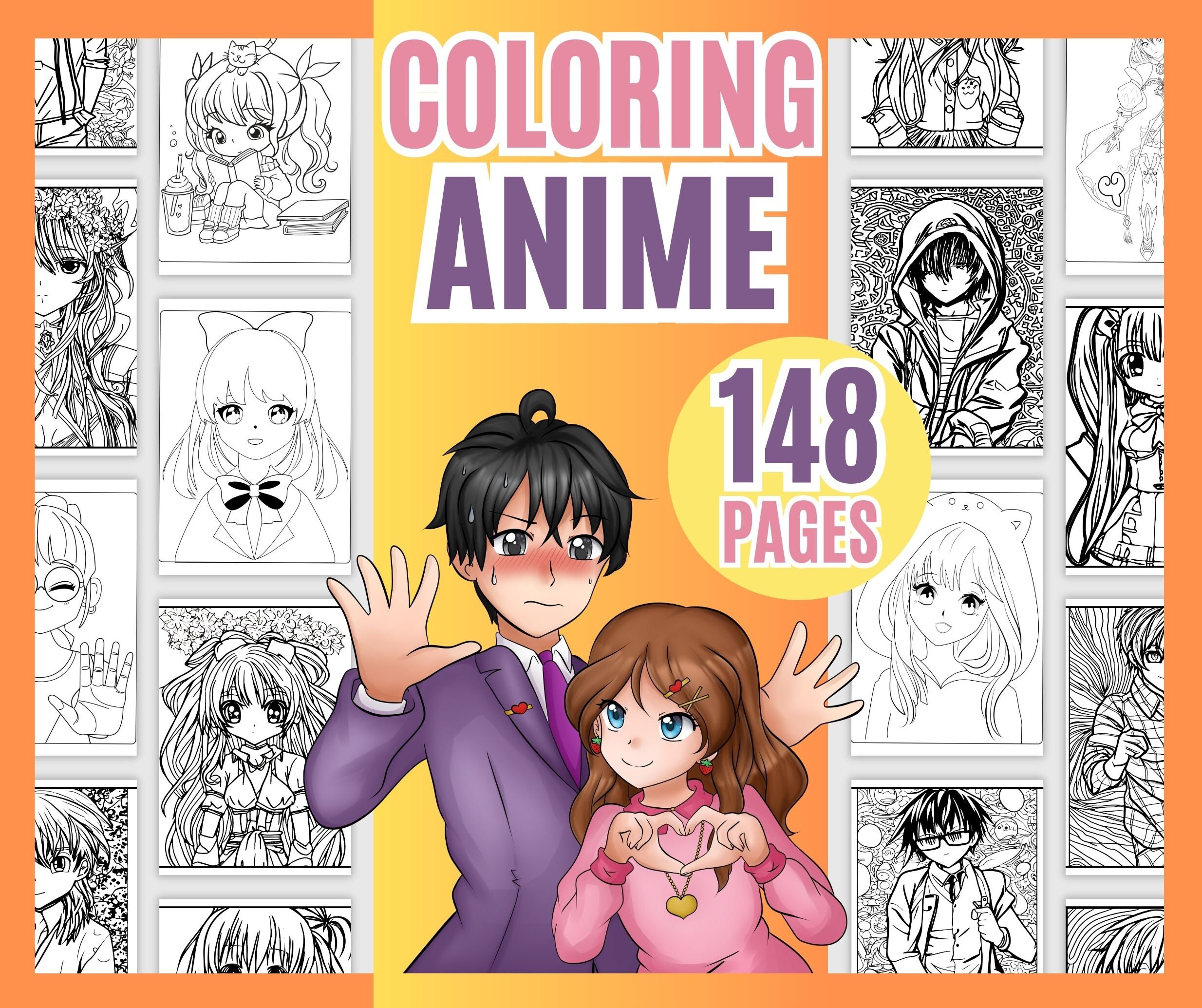Anime Coloring Pages: Digital Coloring Book for Kids &amp; Teens Spark ...